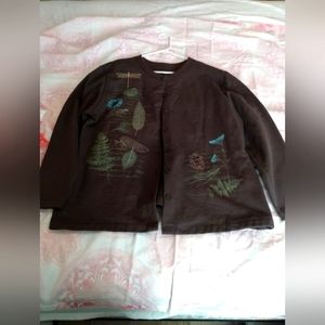 Women's Brown cardigan with floral detailing